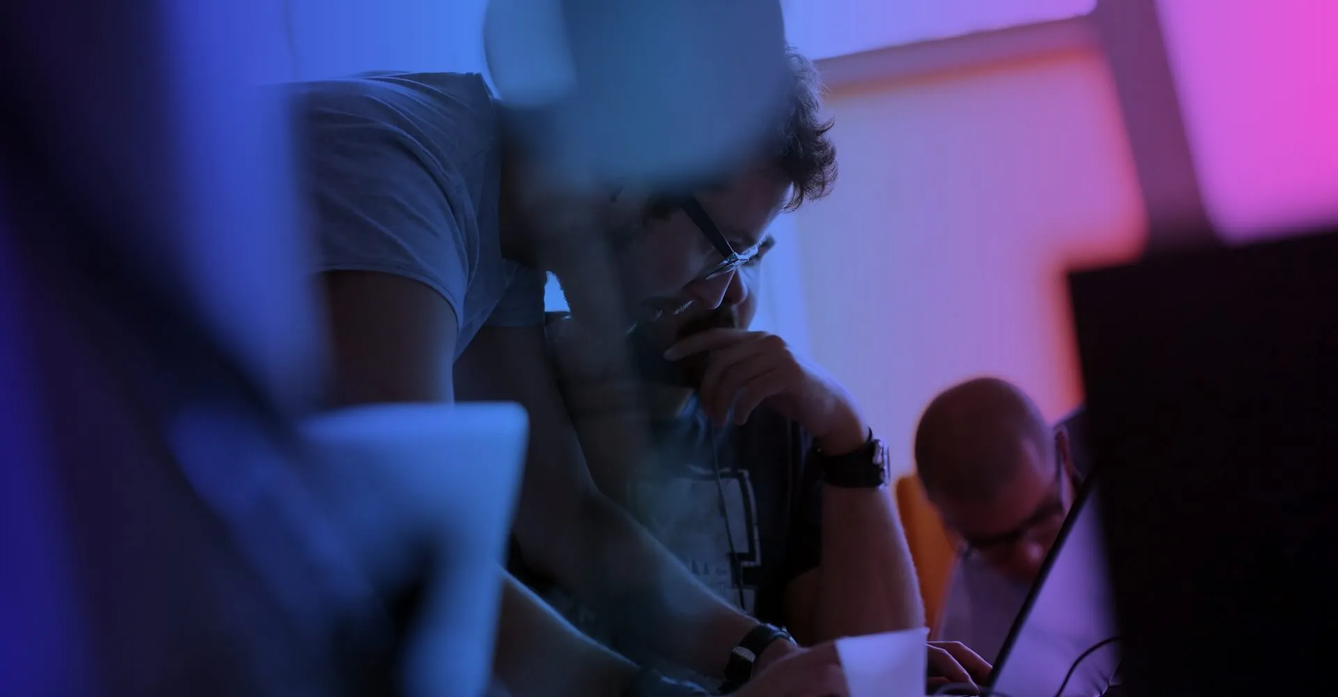 Team collaborating in an office